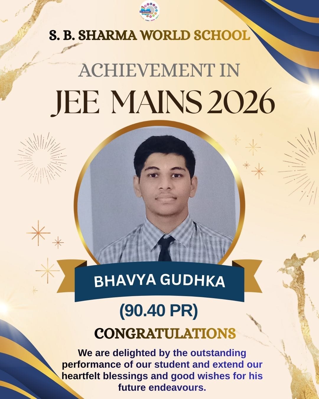 Achievement of Bhavya Gudhka in JEE Mains