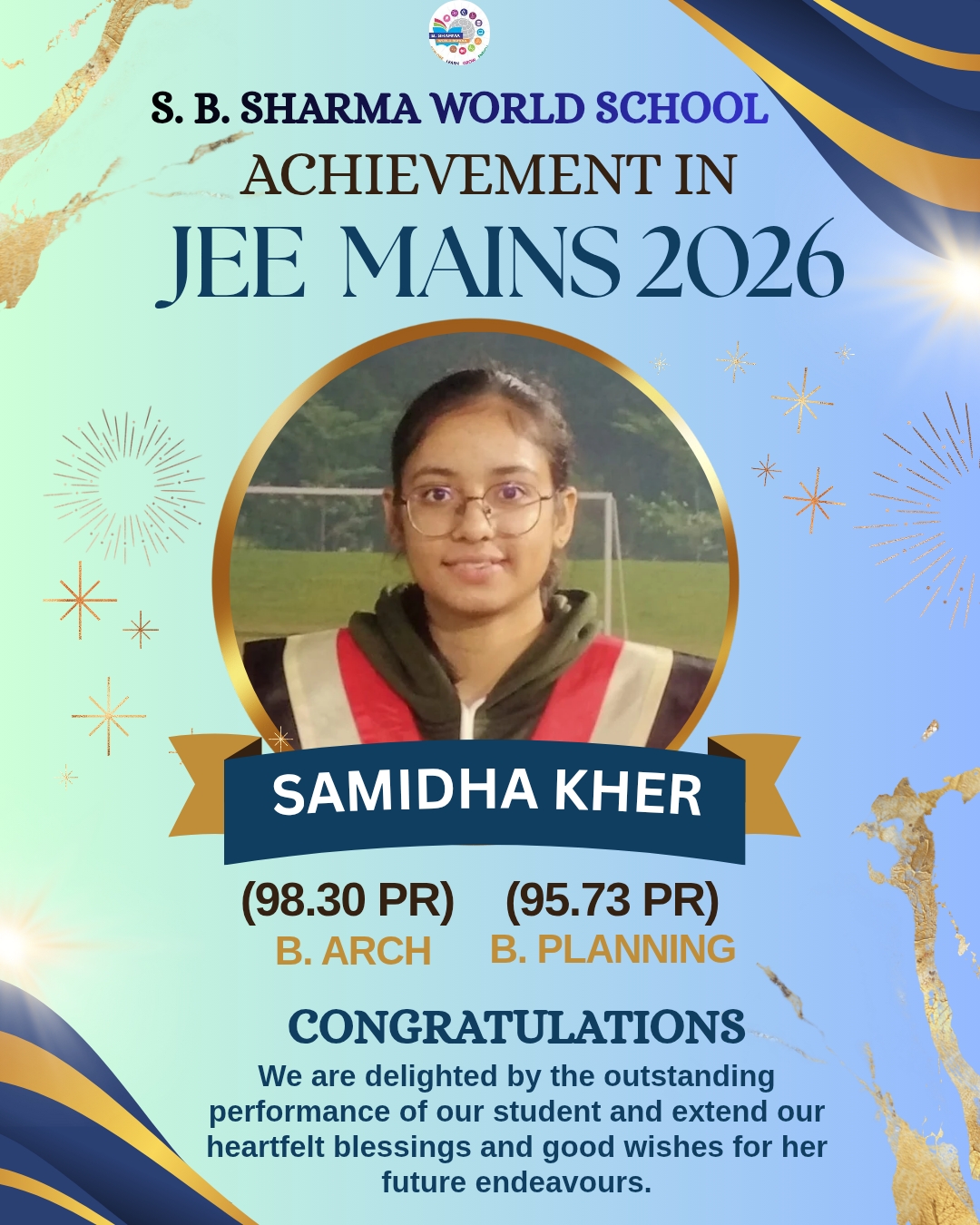 Achievement of Samidha Kher in JEE Mains 2026